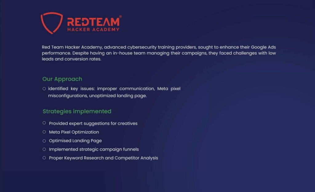 RedTeam Academy Performance Marketing Report